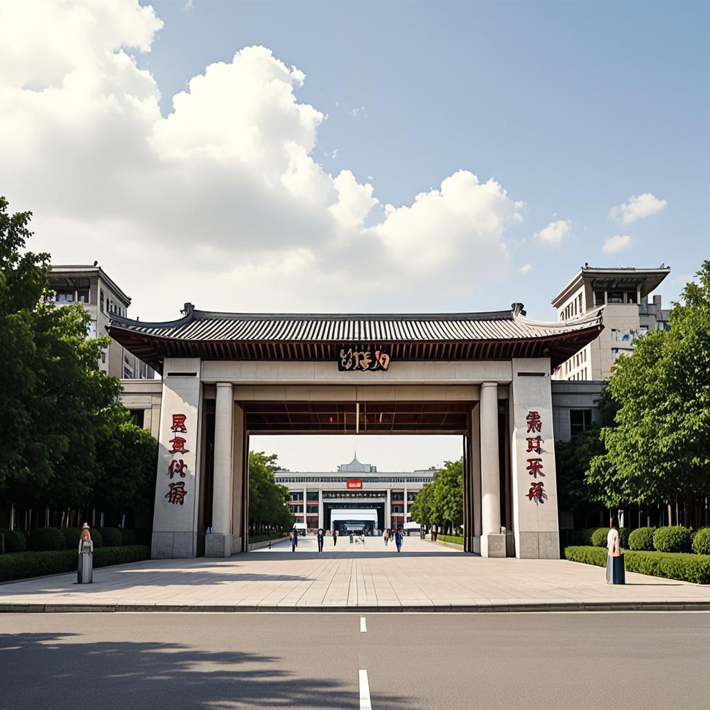 河南理工大学体育馆大门，校园文化与体育精神的象征